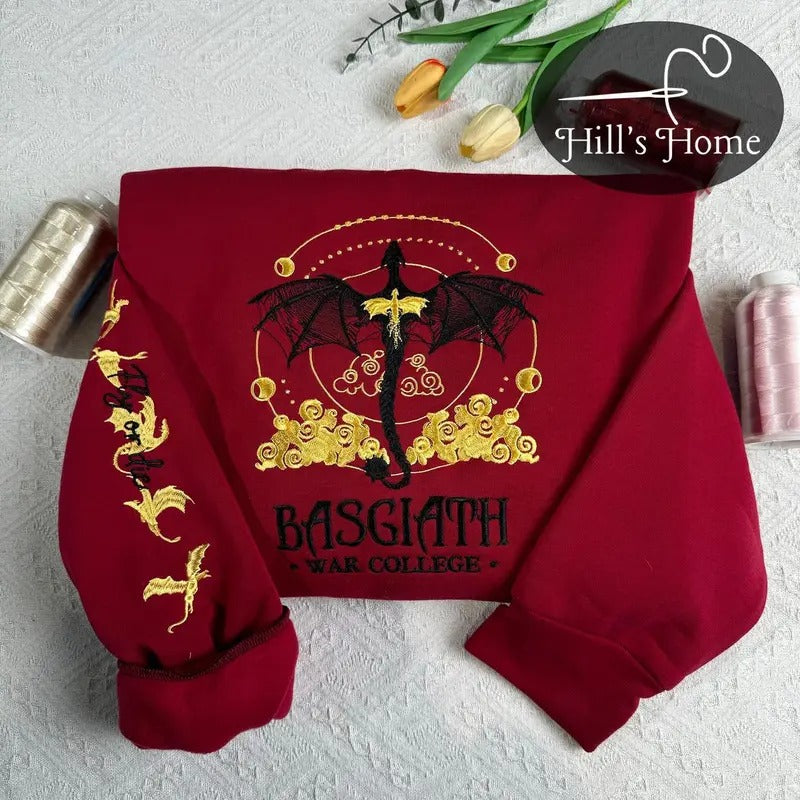 Fourth Wing Fly Or Die Embroidered Sweatshirt, Basgiath War College Embroidered Hoodie, Bookish Gift, Booktok Gift