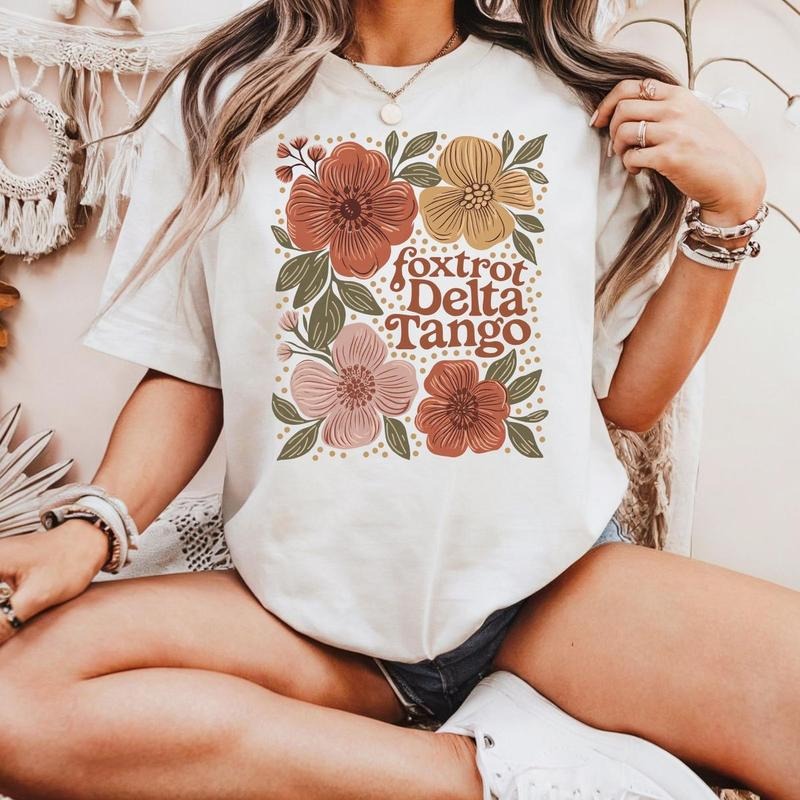 Foxtrot Delta Tango Tshirt Sweatshirt, Subtle Flower Tee Shirt, Gift For Democrat, Progressive Liberal Flower Tee, Unisex Sweater Pullover Tee