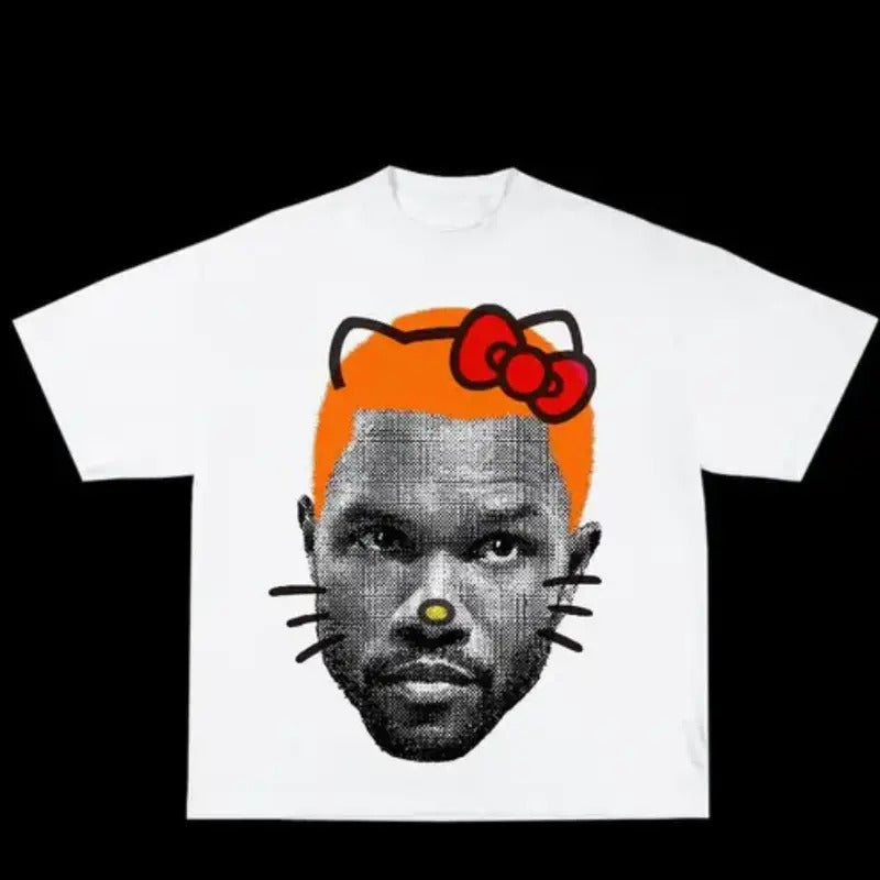 Frank Kitty Shirt Orange Hair Rap Tee Cotton Streetwear