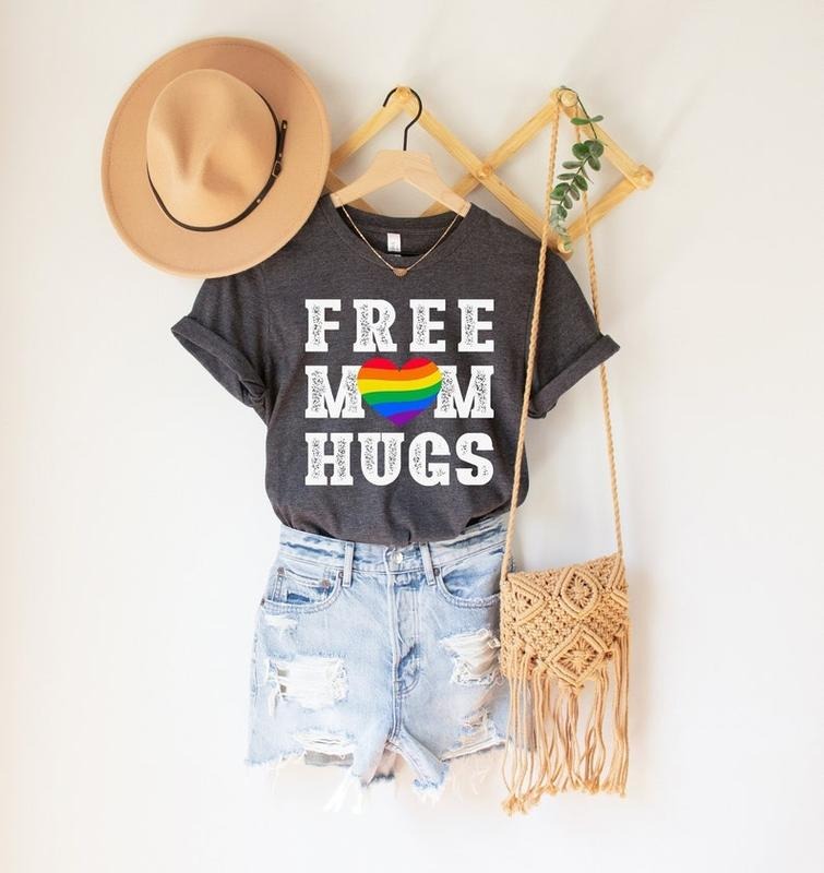 Free Mom Hugs Shirt, Pride Mom Shirt, Gay Pride Shirt, LGBTQ Shirt, Pride Heart Shirt, Lesbian Shirt, LGBTQ Support Tee, Pride Graphic Tees