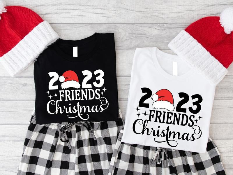 Friends Christmas 2023 Shirt, Friends Matching Christmas T-Shirt, Gift For Friend, Unisex Friends Gathering Short Sleeve.