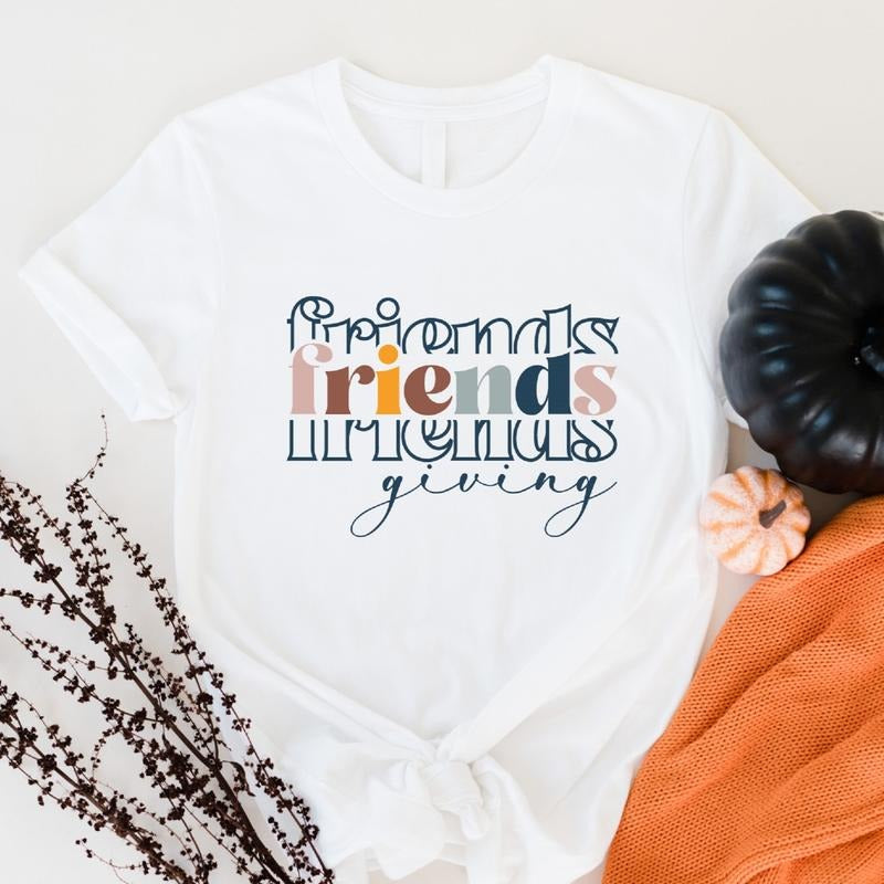 Friendsgiving T-Shirt, Matching Thanksgiving Friends Shirts, Best Friends Thankful Festival Gift Tee, Turkey Day Short Sleeve.