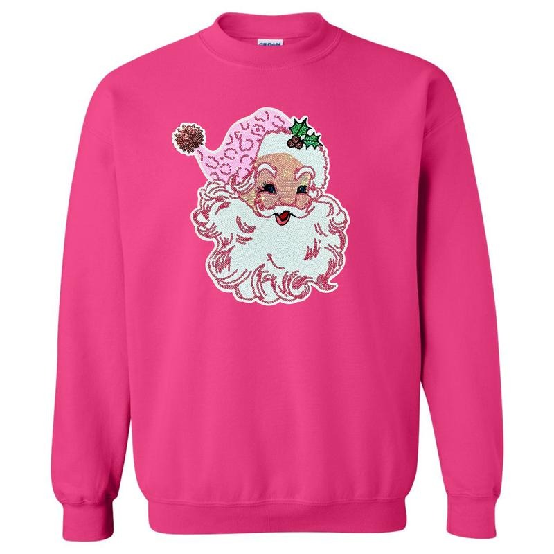 Full Sequin Blushing Santa Patch Sweatshirt