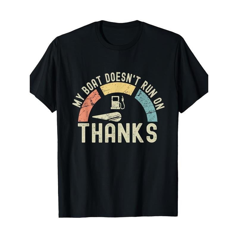 Fun Boating Graphic Tee for Men - 100% Cotton, Short Sleeve, Crew Neck T-Shirt with Geometric Design - Perfect for Casual Wear & Outdoor Activities Made in USA