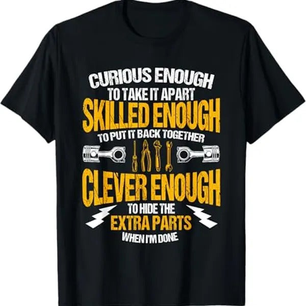 Funny Auto Mechanic T-Shirt, Funny Car Mechanic Gift Mechanic Tool Tuner T-Shirt - Menswear Casual Cotton
