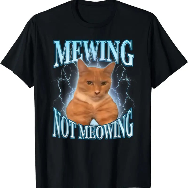 Funny Cat Meme Mewing LooksMax Meowing cat Trend T-Shirt