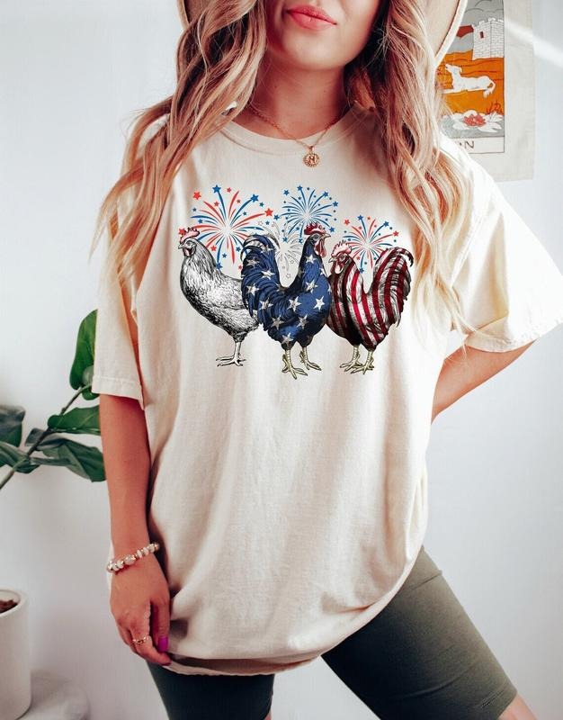 Funny Chicken 4th of July Shirt, Chicken Shirt, Independence Day Tee, USA Flag Shirt, Patriotic Shirt, Freedom Shirt, American Shirt, America, Freedom, American Flag Shirt