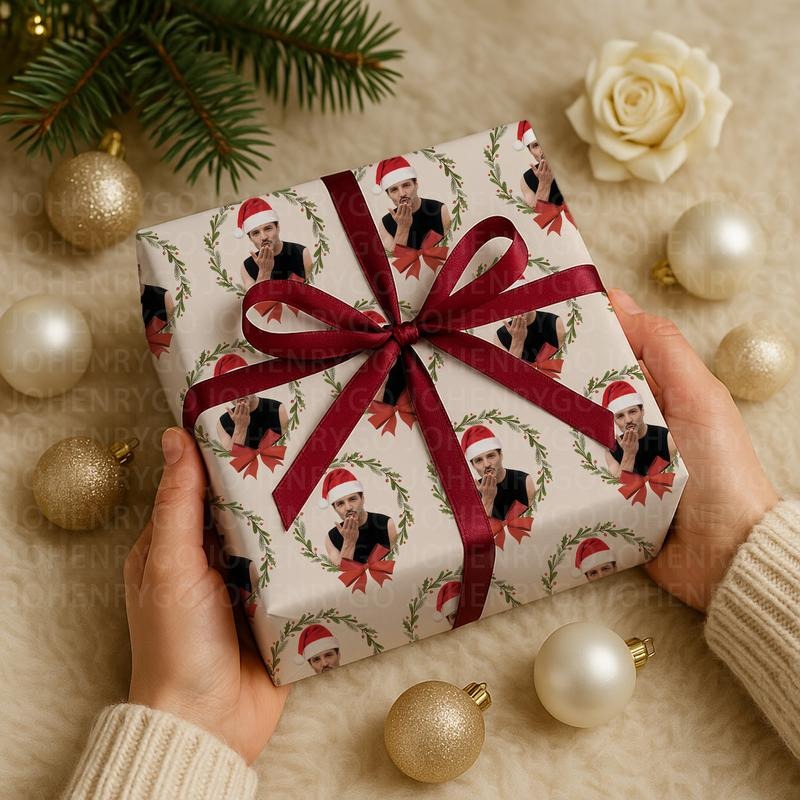 Funny Christmas Pedro Daddy Pascal Gift Wrap Papers, Team Pedro Pascal, Gift For Christmas Holiday, Xmas Wrap Papers in Matte, Satin Material