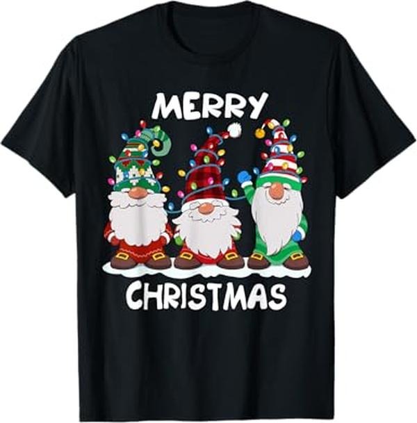 Funny Christmas Shirts, Merry Christmas Gnomes Xmas Family T-Shirt - Menswear Top