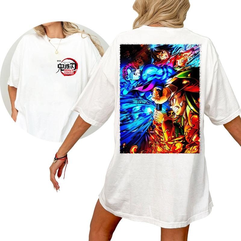 Funny DM Hashira Characters Tshirt Crewneck Hoodie, Tanjiro Giyu vs Akaza Inifity Castle Shirt, Gift For Anime Lover