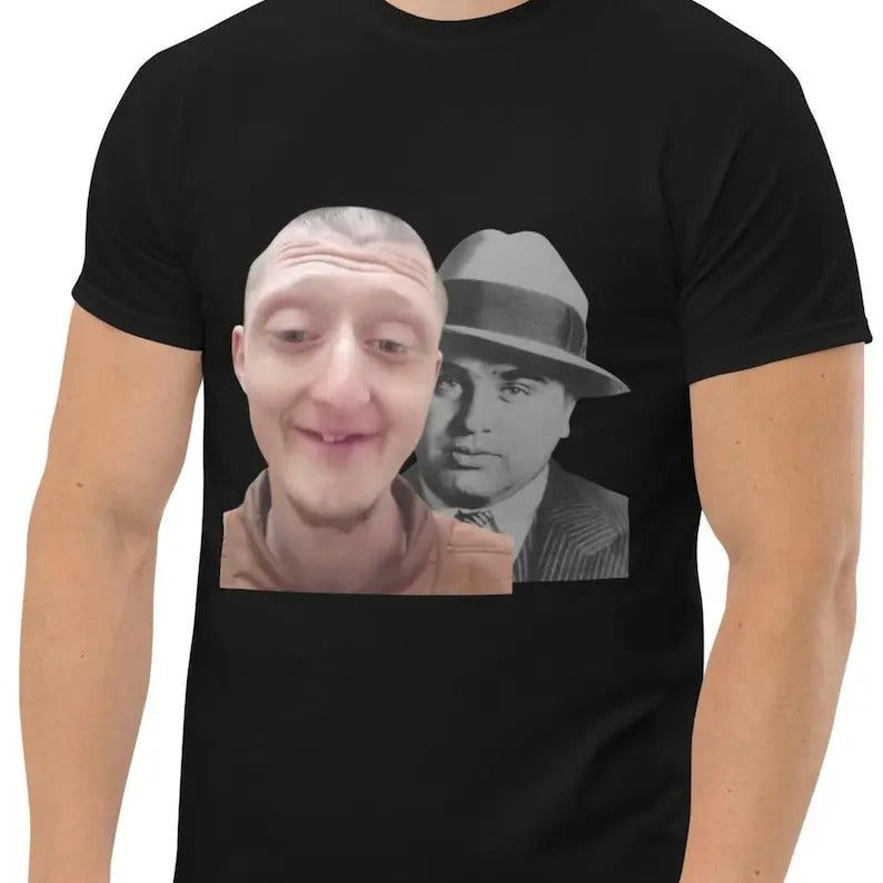 Funny Daniel Larson T Shirt, Braiinrot Viral Tiktok Meme AlCaponGangster Badass Graphic Tee, Gen Z The Rizzler White Elephant Xmas Gift Casual Classic