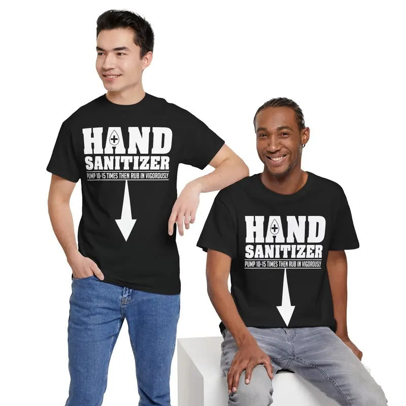 Funny Dark Humor Shirts For Men, Hand Sanitizer Funny Sarcastic Adult Humor Dirty Jokes T-Shirt Menswear Casual Cotton Smooth Tee