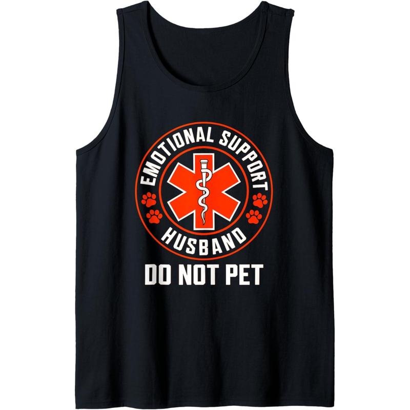 Funny Emotional Support Husband Do Not Pet For Women Men Tank Top made in usa