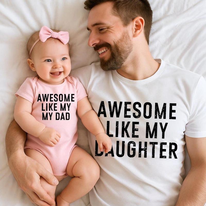 Funny Fathers Day Dad and Baby Matching Shirt, Awesome Like My Daughter, Like My Dad Shirt, Dad and Daughter Matching tee, First Fathers Day