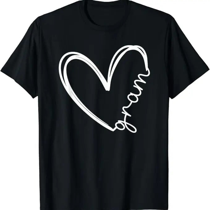 Funny Grandma Shirt, Gift For Grandmother, Funny Gram Heart for Grandma Mother Day Women T-Shirt Casual Cotton Top