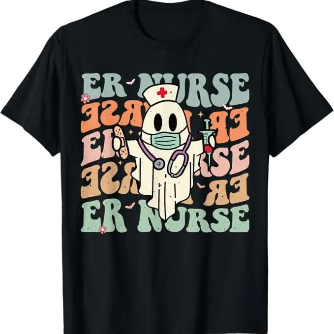 Funny Halloween Shirts For Men, Groovy Emergency Room Nurse Funny Halloween Costume ER Nurse T-Shirt Menswear - Available from size S to 5XL