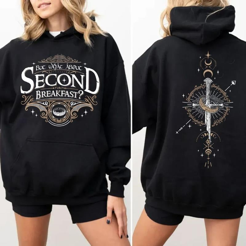 Funny Lotr Shirt For Fans, Second Breakfast Shirt, Bookworm Apparel, Cozy Fantasy Tee, Gift For Book Lover Bookworm Reading Lover Sweater Pullover Tee