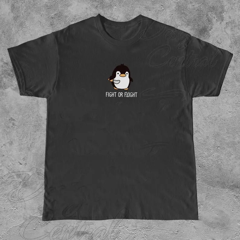 Funny Meme Shirt, Fight or Flxight Tee, Penguin Gift Unisex T-Shirt Casual Classic
