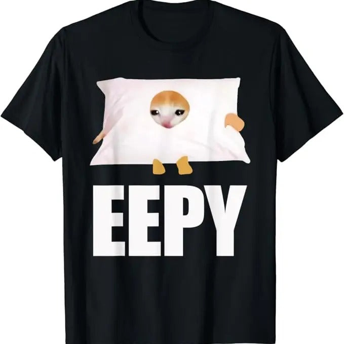 Funny Meme Shirts For Men, Eepy Funny Cat Meme T-Shirt Menswear Top