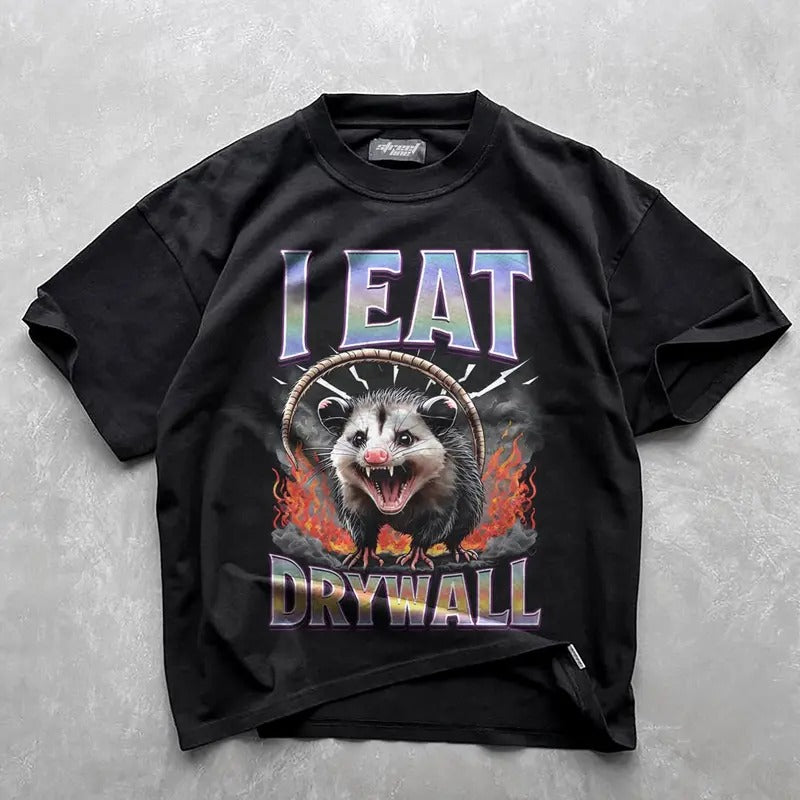 Funny Meme TShirt, I EAT DRYWALL Joke Tshirt, funny opossum t-shirt, Hilarious joke tee, Humorous graphic tee, Sarcastic meme, Gifts for him