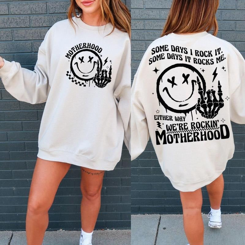 Funny Motherhood Shirt, Rock It Motherhood Funny Mothers Day Shirt Funny Mom Svg Trendy Mom Shirt Retro Mom Shirt Sarcastic Mom Front and Back