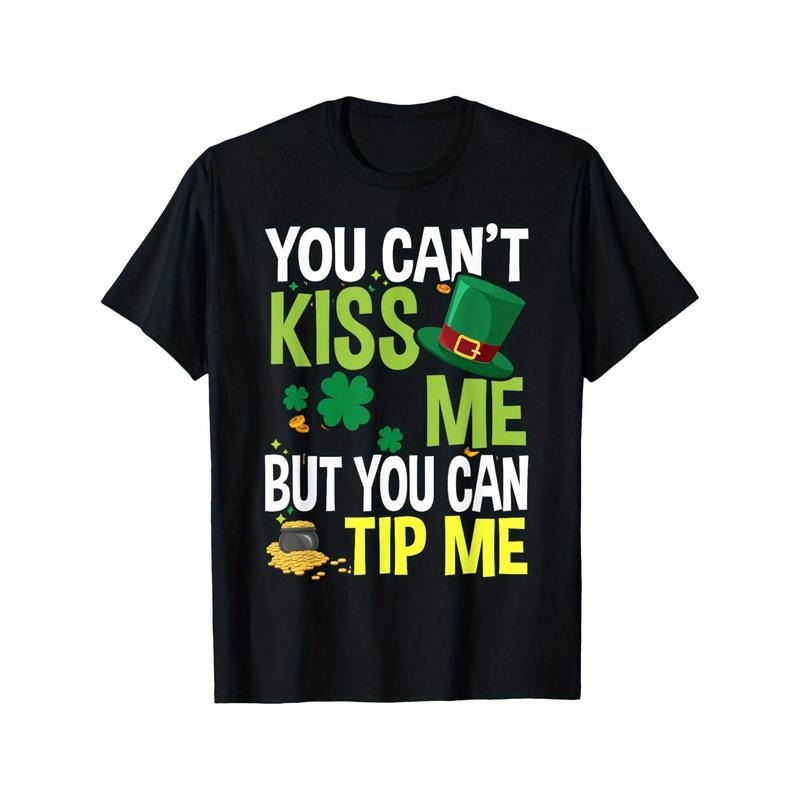 Funny St Patricks Day Waitress Bartender Waiter Tips T-Shirt Crew neck, casual, print, Fashion, 220g Made in USA