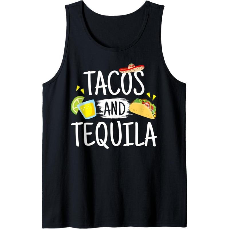 Funny Tacos And Tequila Mexican Sombrero Tank Top Made in USA