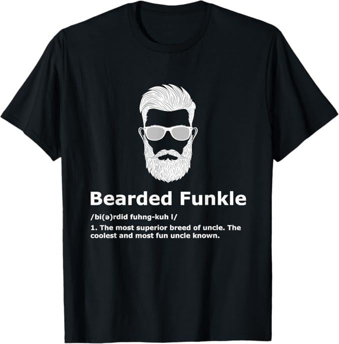 Funny Uncle Shirts, Gifts For Uncle, Bearded Funkle Funny Uncle Definition T-Shirt - Menswear Casual Cotton