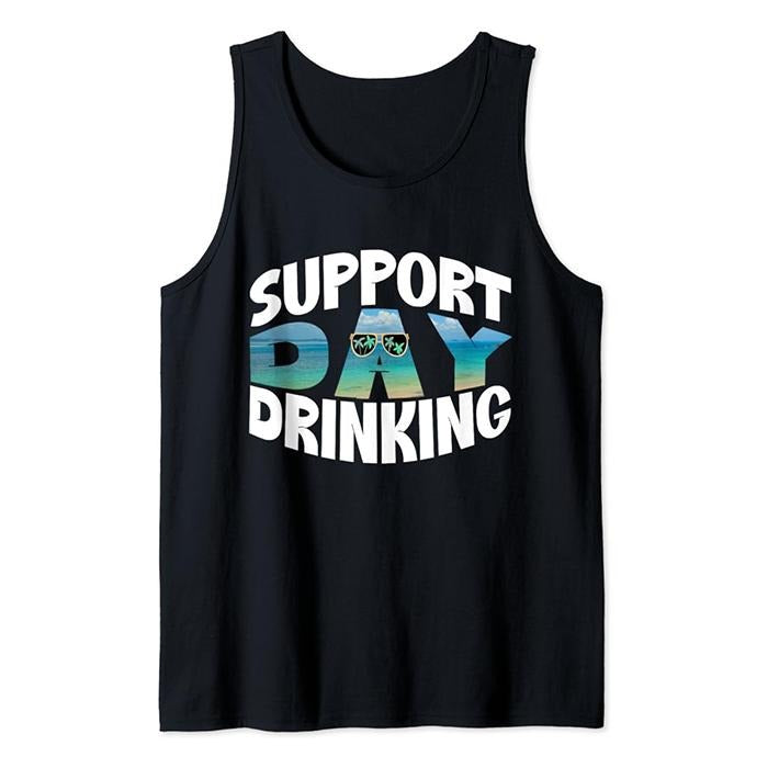 Funny Vacation Tank Top, Funny Summer Beach Vacation Support Day Drinking Tank Top Casual Cotton Fabric