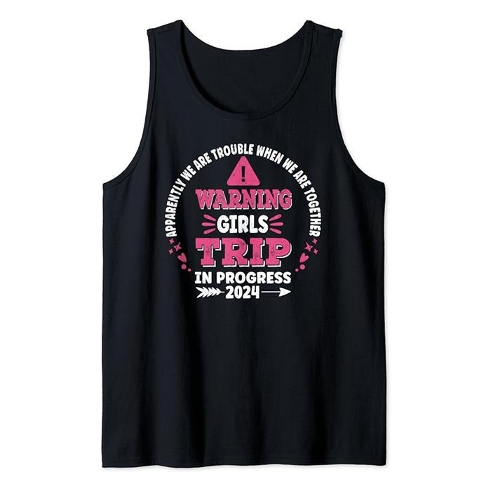 Funny Vacation Tank Top, Girls Vacation Funny Shirts Women's Girls Weekend Trip 2024 Tank Top Casual Cotton Fabric