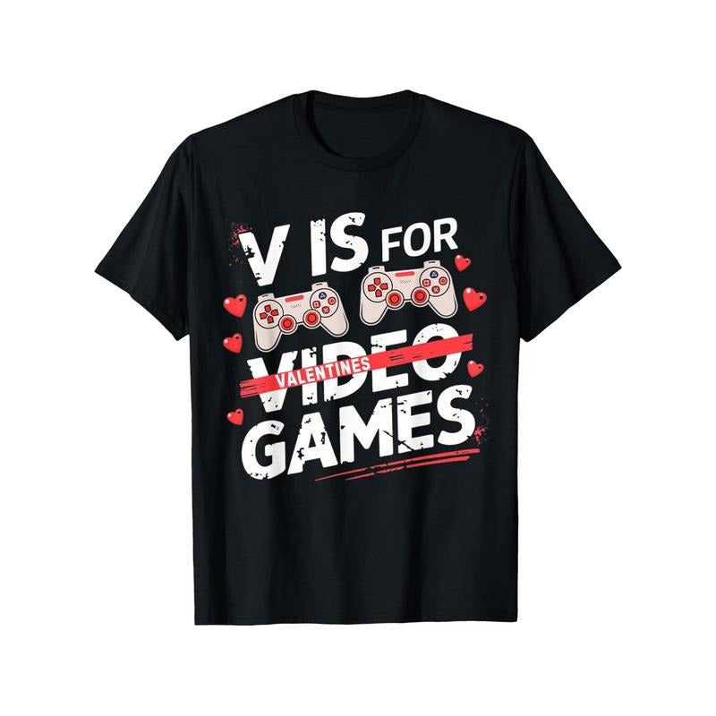 Funny Valentine's Day Gamer Tee for Men - 100% Cotton, Short Sleeve Graphic T-Shirt with Cool Comfort Fit, Gifts made in usa