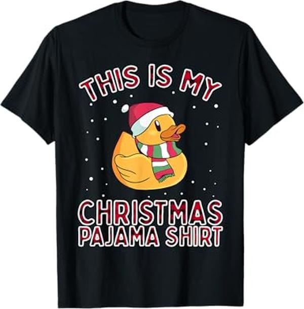 Funny Xmas Men Women Family T-Shirt, Christmas Pajamas For Family Duck This Is My Funny Xmas Gift T-Shirt - Menswear Top