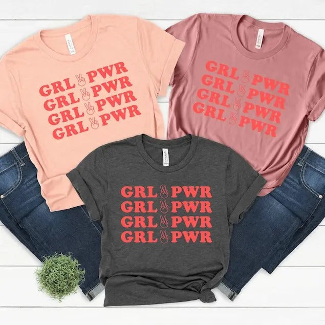 GRL PWR Shirt, Empowering Girl Power Shirt, Feminist Apparel for Women and Girls Cute and Stylish Shirt, Perfect Gift for Feminist Activists
