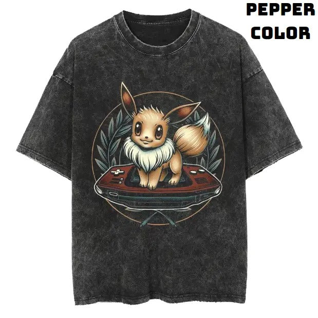 Gamer Eevee Vintage Tee, Eevee T-Shirt, Vintage Graphic Tees, Anime Accessories, Unisex Anime Pokemon Shirt Top Menswear Womenswear Streetwear
