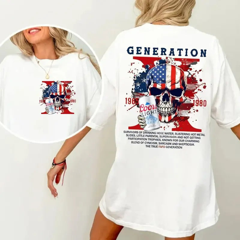 Generation X Beer Shirt, Halloween Generation X New Version Two Side Shirt, Generation X Halloween Tee, Unisex Short Sleeve Tee Shirt, Casual Clothing