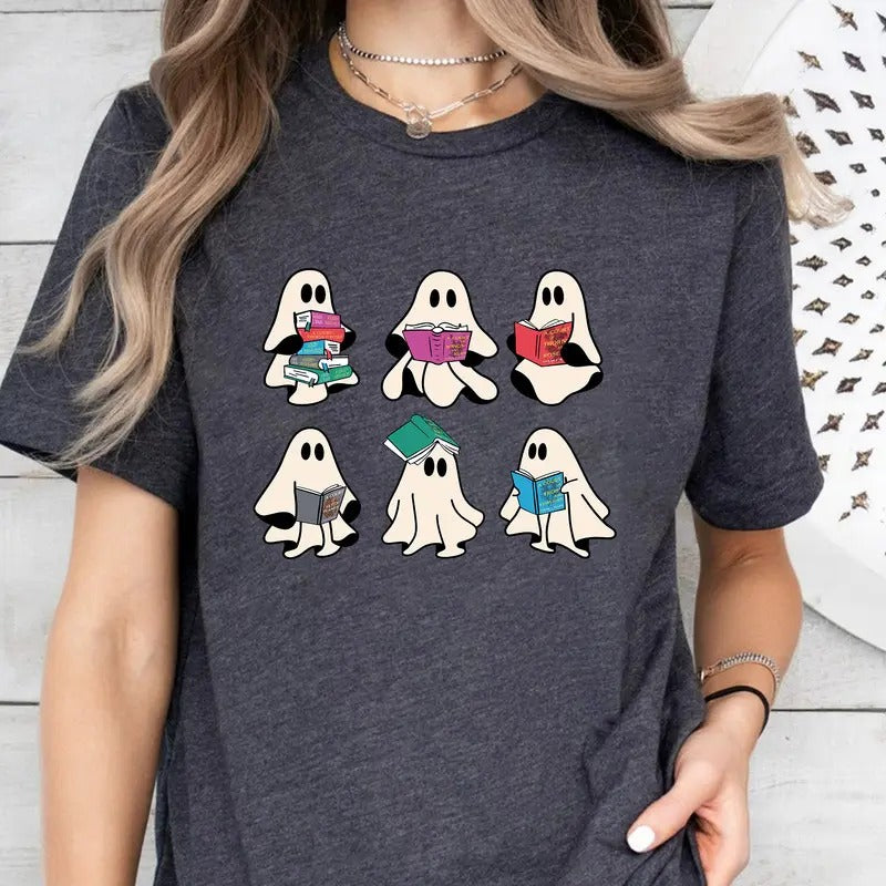 Ghost Book T-Shirt, Halloween Book T-Shirt, Bookish Ghost Sweatshirt, Book Ghosts Shirt, Ghost Halloween Shirt, Halloween Gift For Book lover