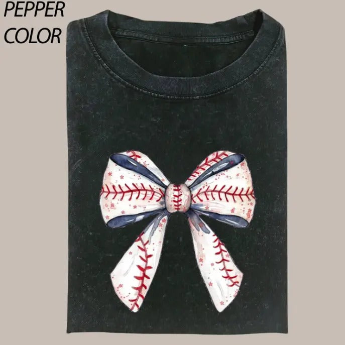 Giant Baseball Ribbon Vintage Graphic Shirt, Sports Game Day TShirt, Sports Team Mom Family Tee Womenswear Top