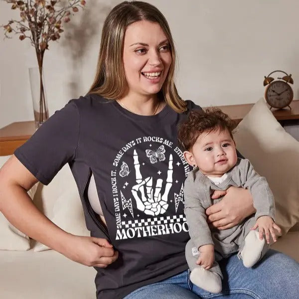 Giftifymama Funny Motherhood Skull Nursing T-shirt