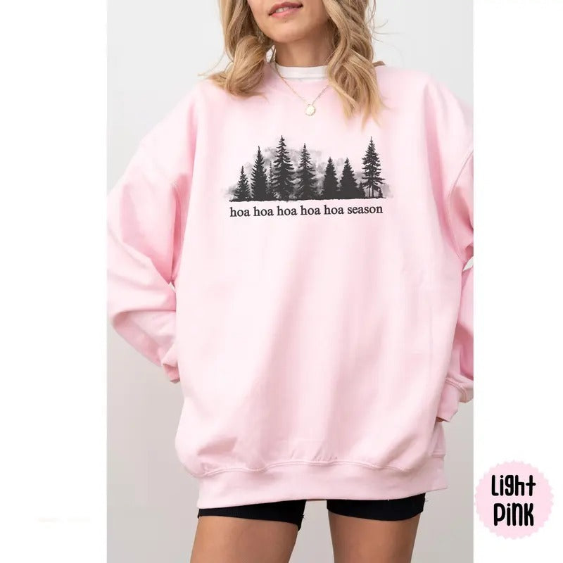 Gildan Sand Floral "hoa hoa hoa season" Twilight Inspired Sweatshirt Women's Fitted Crew Neck Long Sleeve Casual All Seasons Top