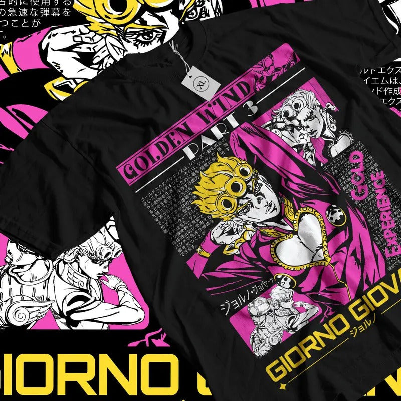 Giorno T-Shirt S-4XL Jodio Joestar JoJo's Bizarre Adventure Giovanna Kawaii Shirt
