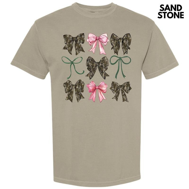 Girly Camo Bow Collage Comfort Colors T-Shirt 'NLB'