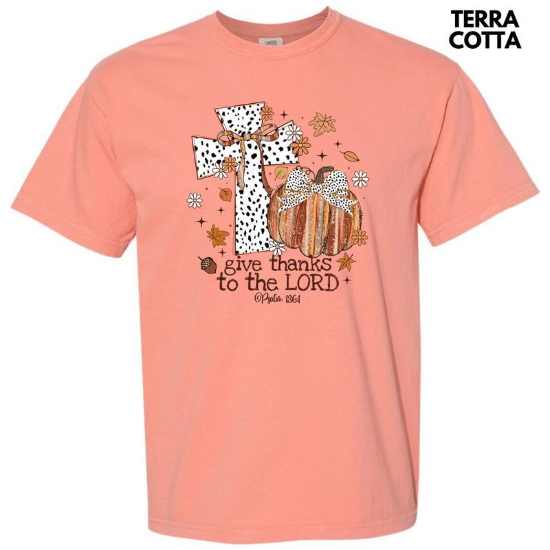 Give Thanks Pumpkin & Cross Comfort Colors T-Shirt 'NLB'