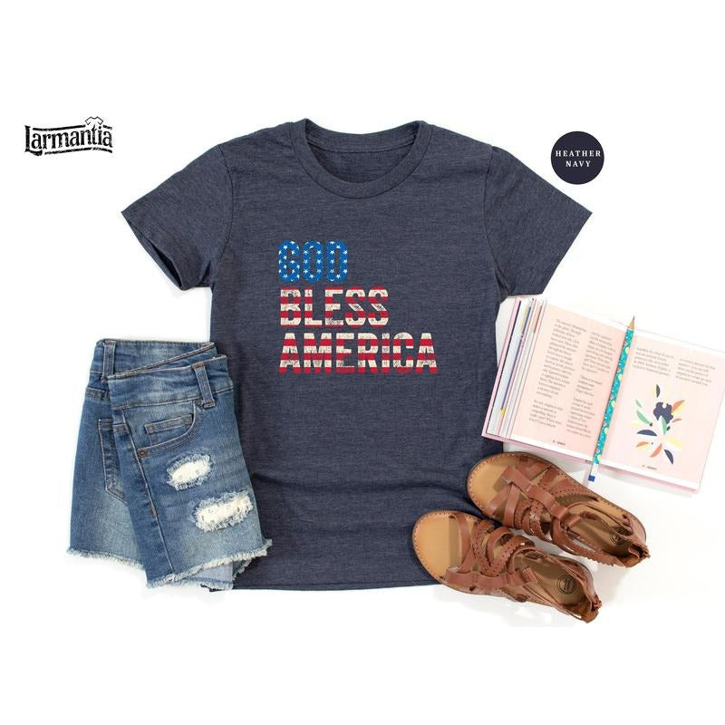 God Bless America Shirt 4th Of July Shirt American Gift America Shirt Memorial Day Gift Veteran Gift 4th Of July Gift Usa Flag Tee style 02