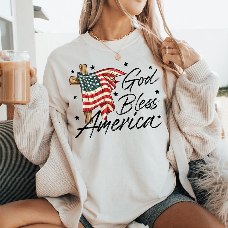 God Bless America Shirt File Designs4th Of July American Flagcross Shirt Patriotic Christian Usa Vintage Trendy Leopard Mama