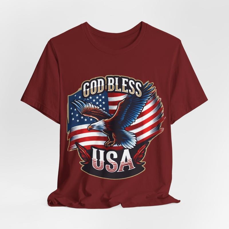 God Bless Usa Patriotic Unisex T-shirt - 4th Of July Tee - American Flag Shirt - Independence Day Gifts