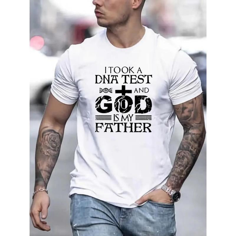 God Is My Father Printed T-shirt, Men's T-shirt, Summer Casual Short Sleeve T-shirt, 1 pc, 100% cotton T-shirt Made in USA