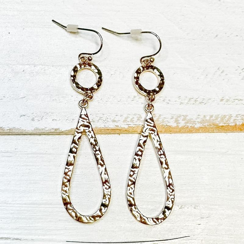 Gold Circle Teardrop Earrings