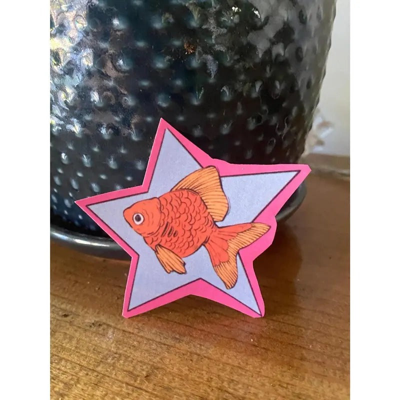 Goldfish Star Sticker | Glossy and Waterproof