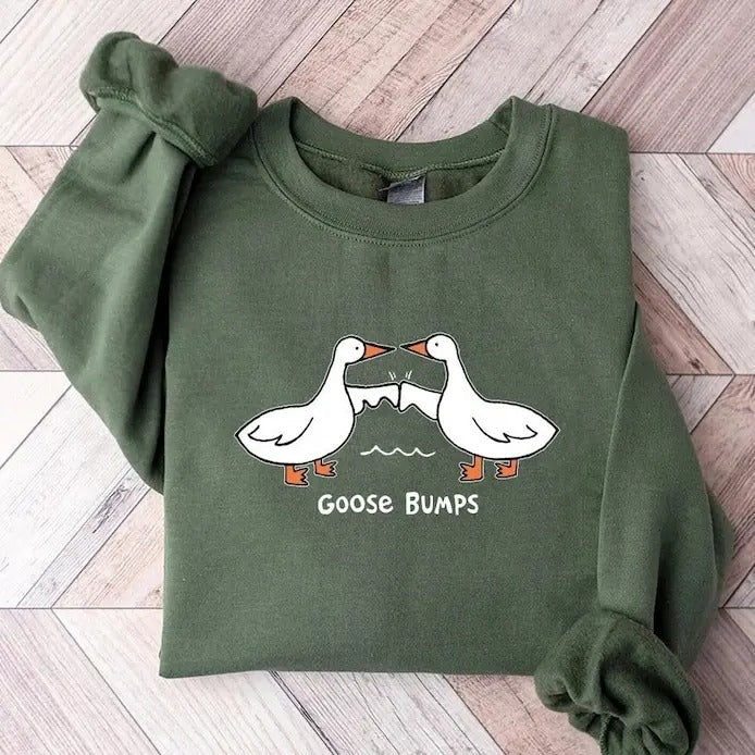 Goose Bumps Sweatshirt, Silly Goose Sweater, Funny Goose Sweatshirt, Goose Couple Shirt, Silly Goose Pullover, Unisex Goose Crewneck