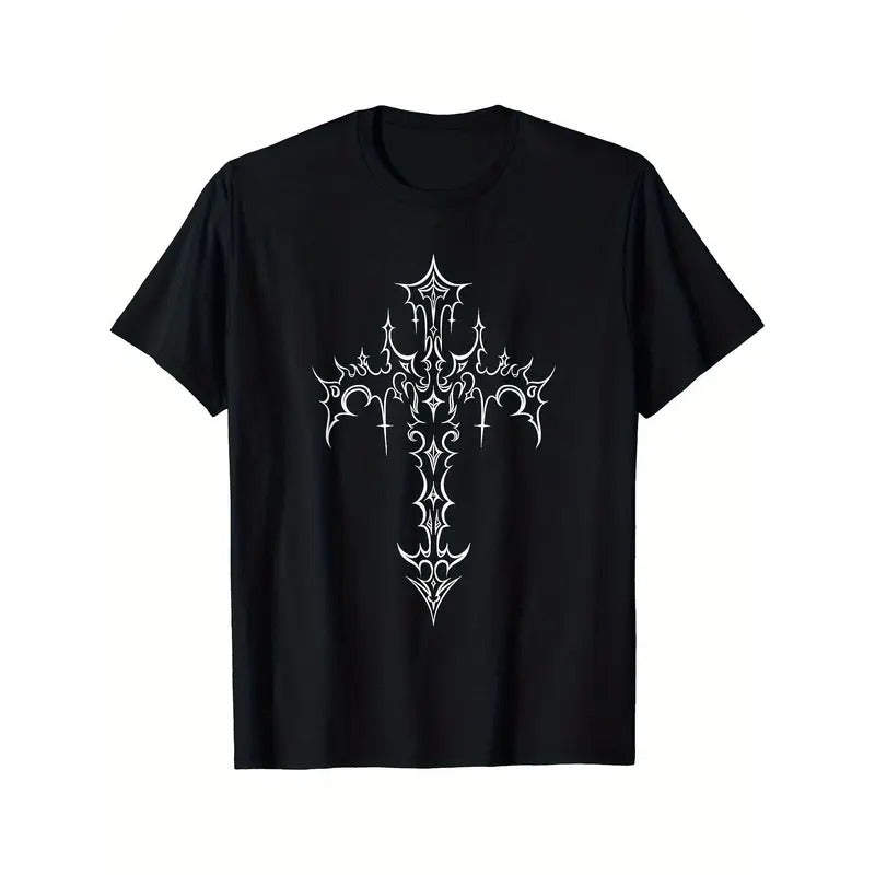 Gothic Cross Punk aesthetic Mall Gothic T-shirts, men's T-shirts, quality materials, comfortable and breathable Made in USA